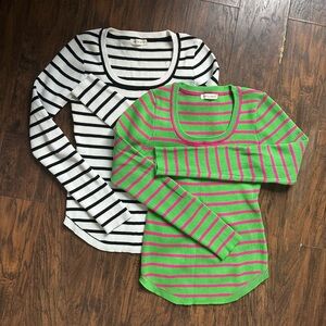 Two long sleeve ribbed tops